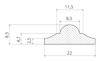 Tvärsnitt av en profil med måtten: bredd 22, höjd 8,5, och en markerad sektion.