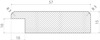 Ritning av en rektangulär profil med mått 57x15 mm, hörnradius R3, och en inre urgröpning 10x10 mm.