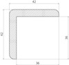 Svart vinkelhak på vit bakgrund med diagonal linje-textur.