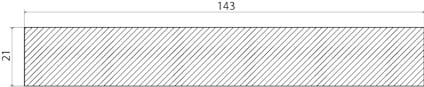Rektangel med diagonala linjer, dimensioner 143 x 21 markerade på sidorna.