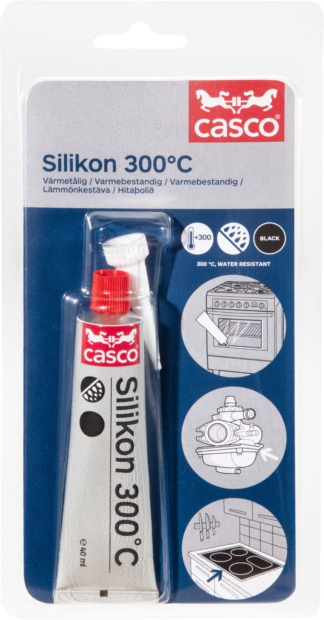 SILIKON 300°C CASCO SVART 40 ML - Casco