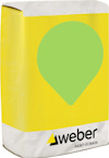 Gul förpackning med texten "weber SAINT-GOBAIN" och en grön droppformad symbol.