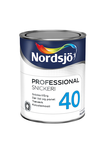 Färgburk med texten "Nordsjö Professional Snickeri 40".