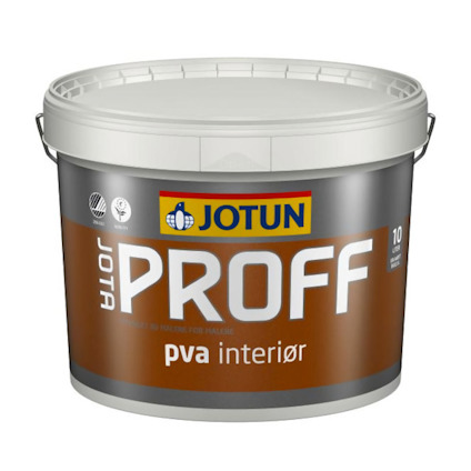 Plastburk med texten "JOTUN JOTA PROFF pva interiør" och handtag på sidorna.