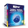 Förpackning av Nitor textilfärg i kulören Blåklint 06, med text på flera språk och temperaturikonen 40°C.