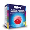 Förpackning av Nitor textilfärg med etikett för bomull, lin och viskos, färgkod 03, rekommenderad temperatur 40 grader.