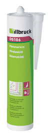 Vit tub av fönsterkitt med grön etikett och text på flera språk. Märke illbruck, produktkod OS106.