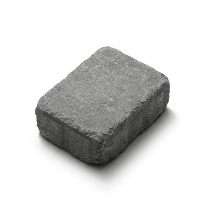 Grå rektangulär marksten med rustik yta och ojämna kanter.