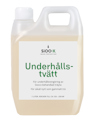 Förpackning med texten "Underhållstvätt" och "SiOO:X Wood Protection" på en vit etikett.