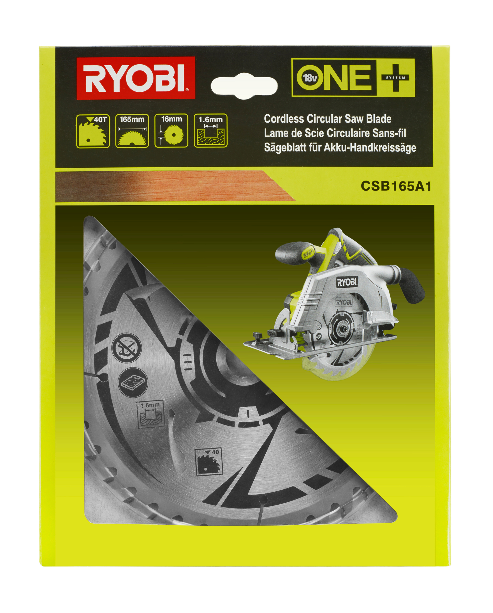 SÅGKLINGA RYOBI CSB165A1 165MM 16MM 40 TÄNDER - Ryobi