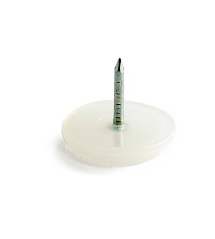Transparent golvskydd med metallspik, cirkulär form.