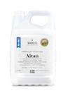 Kanna med träskyddsmedel, etikett med texten "SiOO:X Premium Ytskydd Altan, Steg 2". 5 liter. Svensk flagga längst ner.