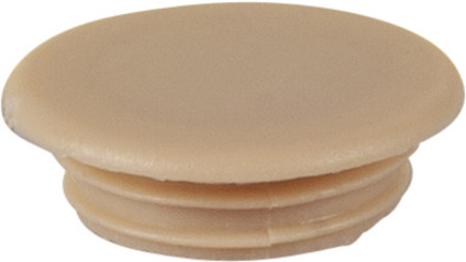 Beige täcklock med rundad ovansida och ribbad kant.