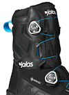 Svart känga med Gore-Tex-material och Boa-snörning. Märke: Jalas. Blå flik bak.