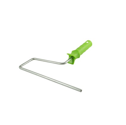 Stickbygel med grönt plasthandtag och silverfärgad metallbygel.
