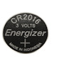 Runt silverfärgat lithiumbatteri med texten "CR2016 3 Volts Energizer Made in Indonesia" graverat.