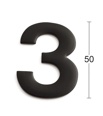 Siffran "3" i svart med en höjdangivelse på 50.
