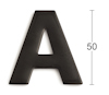 Svart bokstav "A" med en storlekshänvisning på 50 bredvid den.