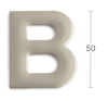 Bokstaven "B" i borstat metall med en höjd på 50 mm.