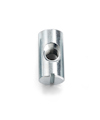 Metallcylinder med gängat hål genom mitten.