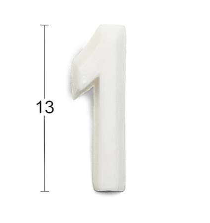 Vitt tredimensionellt nummer ett med en vertikal linje till vänster som markerar höjden 13.