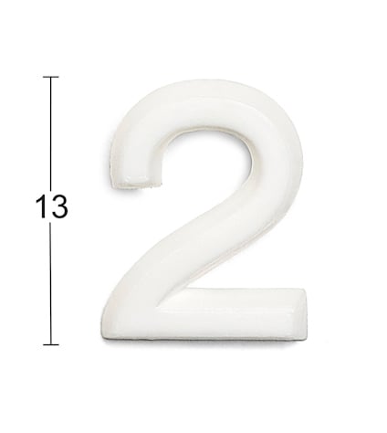 Vit siffra "2" med höjd 13 markerad till vänster.