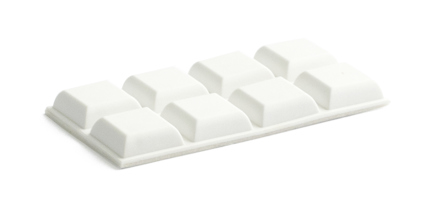 Vita fyrkantiga buffertar arrangerade i två rader om fyra på vit bakgrund.