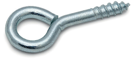 Metallisk skruvögla med gängad ände och cirkulär ögla.