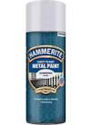 Sprayburk med etikett "Hammerite Direct to Rust Metal Paint" och "Hammered Finish."