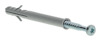 Grå plastplugg med metallskruv fäst i ena änden, mot vit bakgrund.