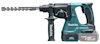 Slagborrmaskin med långt borr och sidohandtag, märkt "Makita 18V".