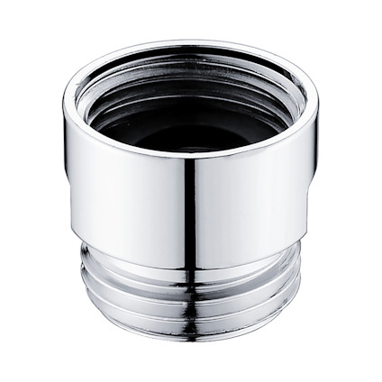 Cylindrisk kromad duschregulator med invändig och utvändig gänga.