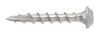 Metallskruv med räfflad yta och platt huvud, silverfärgad.