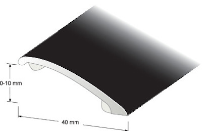 Svart nivålist i metall med självadhesiv baksida.