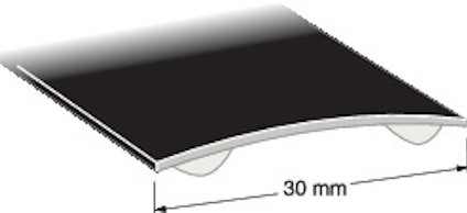 En svarteloxerad skarvlist med två monteringsspår, visad i profil.