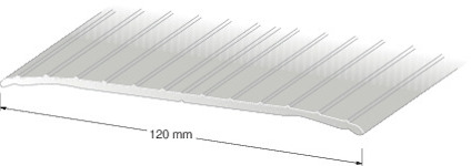 Sillplatta i silver med vågformad yta och texten "120 mm" under.