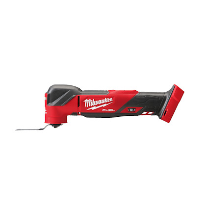 Rött och svart multiverktyg med texten "Milwaukee Fuel" på sidan, utan batteri.