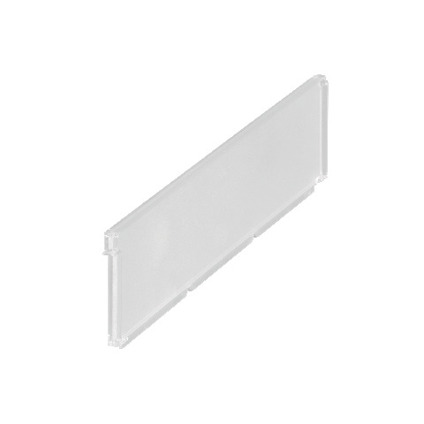 Transparent rektangulär avdelare i plast med släta kanter.