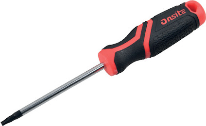Skruvmejsel med röd och svart handtag, Torx-spets T25.