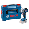 Sladdlös mutterdragare med Bosch-logotyp bredvid en blå och röd förvaringslåda.