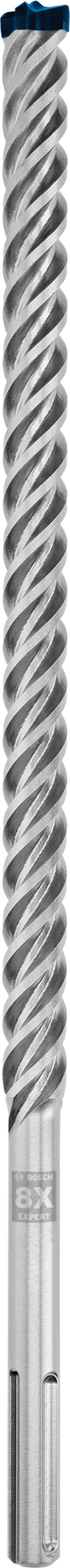 Metalliskt borr med spiralformad design och blå detalj på toppen.
