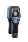 Bärbar digital detektor med ett handtag, display och Bosch-logotyp.
