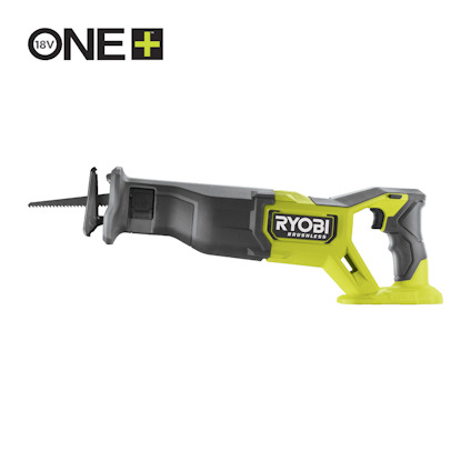 Tigersåg med grönt och svart handtag, märkt Ryobi Brushless, av typen 18V One+.