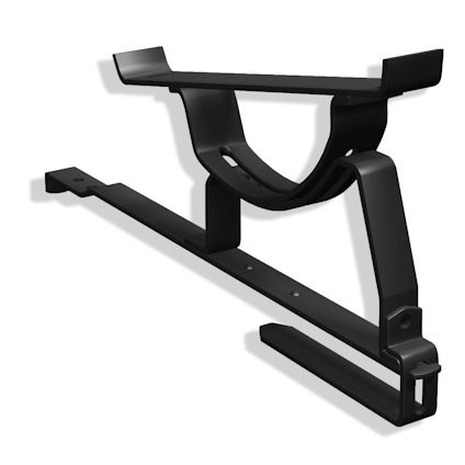 Svart konsol med U-formad hållare och platt bas, används för takmontering.