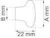 Diagram över ett knapphandtag med bredd 22 mm, höjd A mm och längd B mm.