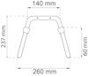 Ritning av ett U-formigt metallfäste med måtten 140 mm, 260 mm, 237 mm och 60 mm.