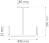 Ritning av metallkrok med mått: 180 mm, 290 mm, 85 mm och 435 mm.