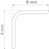 Diagram över en vinklad plåtbit med måtten A mm för höjd och B mm för bredd.