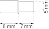 Ritning av en cylinder med mått: 8 mm, 7 mm, och 5 mm markerade med streckade linjer.