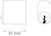 Diagram av ett cylinderlås med en profilvy som visar ett mått på 31 mm.